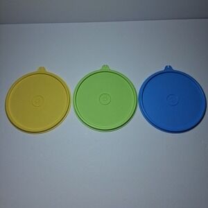 Vintage TUPPERWARE Replacement Bowl LIDS ONLY Lot of 3 C Tab 227 6.5" Colorful